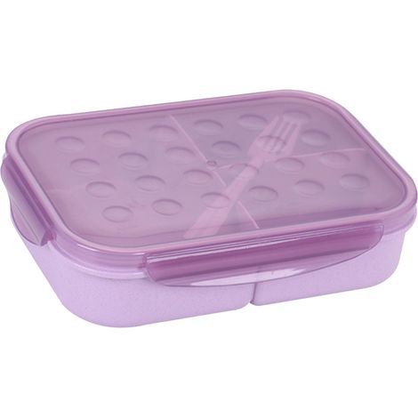 Bento-Box mit 3 Fächern, auslaufsicher, 4 Schnallen, robust, mikrowellengeeignet, inklusive Gabel, für Büro, Schule und Zuhause (1/5)