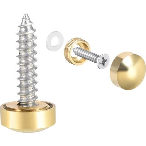 Bouchons à Vis Décoratifs en Or Poli   Lot de 8 Pièces, Diamètre 10 mm, Parfait pour Décoration et Miroirs