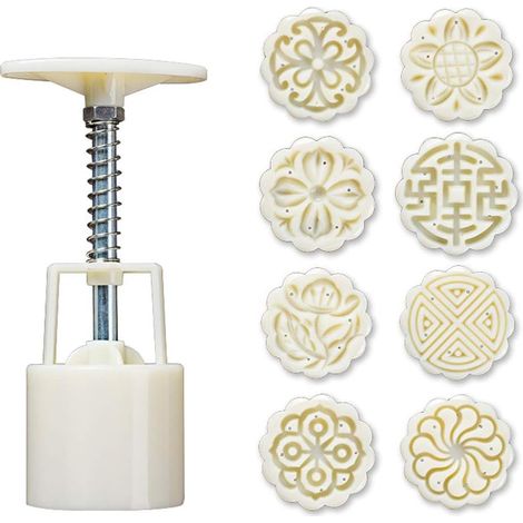 8pcs Hand Press Cookie Stamp Moon Cake Decor Mould Barrel Mooncake Mold 25g DIY