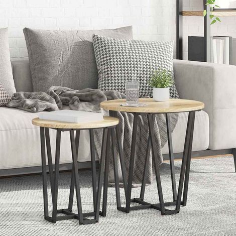 Beistelltisch-Set 2 pcs Sonoma Eiche und Schwarz