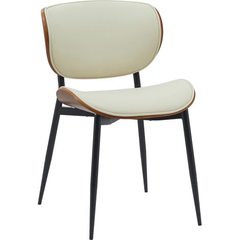 Sedia Enid con rivestimento in similpelle o tessuto Noce/crema Finta pelle