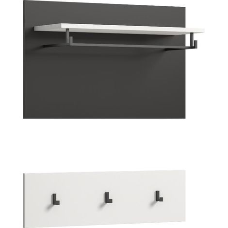 Canu Wandgarderobe 3 Haken weiß, grau.