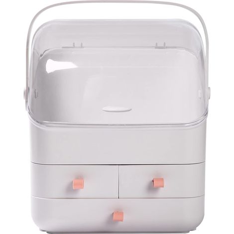 Organisateur de maquillage, boîte de rangement cosmétique étanche et antipoussière avec couvercle boîtes de présentation de maquillage entièrement ouvertes (1/5)