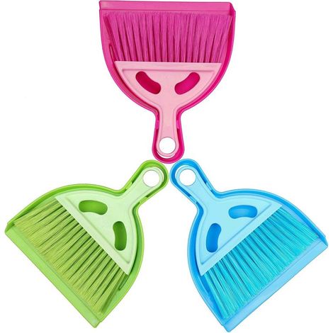 Mini-Besen- und Kehrschaufel-Set – Für Schreibtisch, Tastatur, Computer, Bett, Kleiderschrank, Kinderspielzeug – Feinborstenbürsten – 1 Stück (1/5)