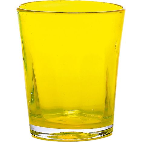 Zafferano Set 6 Bicchieri Bei Tumbler in Vetro Colorato Giallo, Lavorazione Artigianale a Mano Volante, Design Elegante per la Tavola Quotidiana