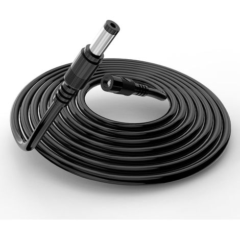 Câble d'Extension DC de 5 Mètres, Câble Durable 18AWG avec Prise 5,5 mm x 2,1 mm, Compatible avec Caméras CCTV (Caméra IP WiFi), Routeurs, Bandes LED (1/5)