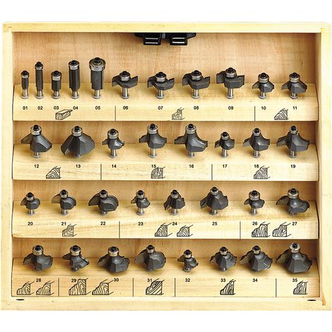 Set 35 frese per fresatrici verticali gambo 6 mm Fervi 0830