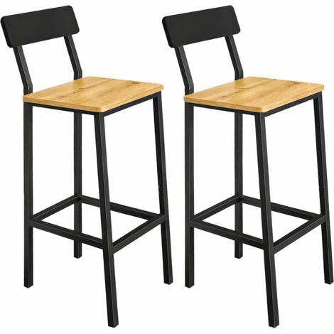 Barhocker-Set, 2-teilig, mit Rückenlehne, Loft-Hocker-Set, Eiche, 30x40x90  Begryf