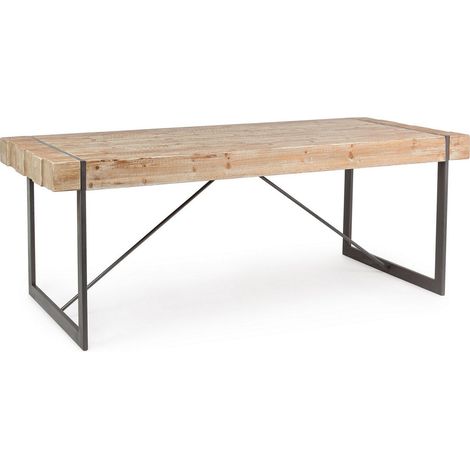 Tavolo Garrett rettangolare, con gambe, piano in legno di abete, stile industriale -200 x 90 cm (1/4)