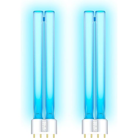 Lot de 2 Ampoule UVC 18W, Culot 2G11, Verre Quartz, Pour Filtre Étang