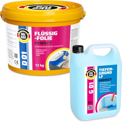 HALBAU Dichtset für Duschabdichtung Bad Abdichtung Dichtband Flüssigfolie 12kg H27 (1/5)