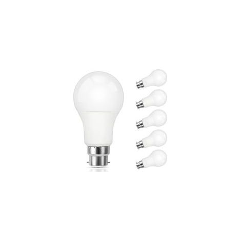 Ampoule LED B22, 9W lampe baïonnette équivalent 60W halogène, Blanc froid 5000K, 800LM, CRI 90, Non-dimmable, Ampoule LED standard baïonnette B22 pour l’éclairage domestique, 6 Pièces (1/5)