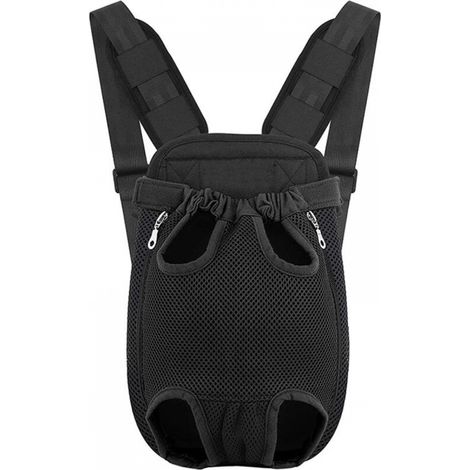 Sac de Transport de Voyage Sac à Dos de Transporteur Ventral Poitrine pour Petit Chien Chiot Chat pour Traveling Hiking Camping etc. M - Noir
