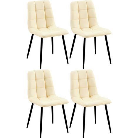 Set di 4 sedie da pranzo Antibes in similpelle crema