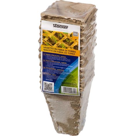 Stocker Vasetto in fibra di torba quadrato 6 x 6 x h9 cm (1/3)