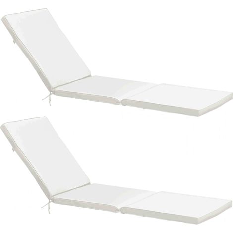 Lot de 2 coussins bain de soleil en polyester – Dimensions 186 x 53 x 5 cm – Sangle de fixation et liens latéraux pour maintien – Solys