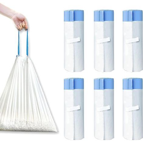 Sac litiere chat 500 x 450 mm, avec poignée de transport, pour litiere chat autonettoyante, Lot de 90, biodégradables, durables, résistants à la déchirure, 6 rouleaux (1/5)