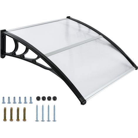 Türvordach – 120 × 80 cm – Transparentes Polycarbonat – Schwarze Halterungen – UV- und witterungsbeständig – Home Nature Wohnkonzept (1/5)