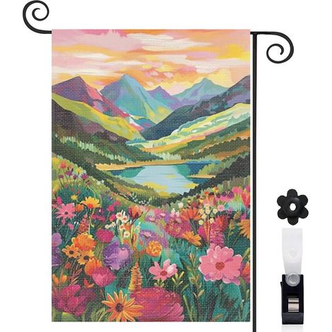 Drapeau de jardin vertical décoration pour maison de campagne toile résistante double face 30 x 45 cm pour balcon terrasse (1/5)