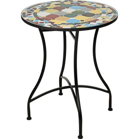 Table bistro design mosaïque Well Home Ø60x71cm (1/3)