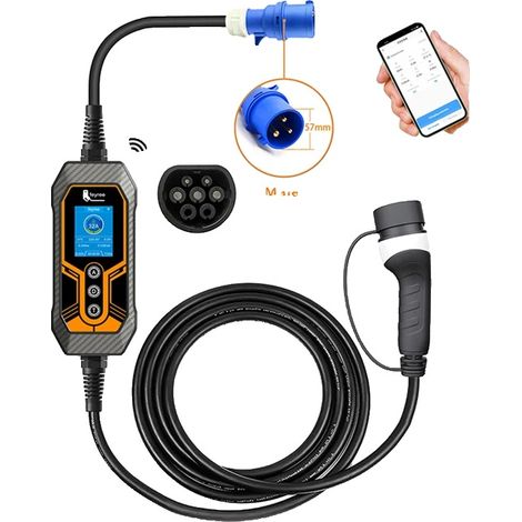 Chargeur EV Portable, Contrôle Wi-Fi, Courant Réglable, Type2 (1/5)