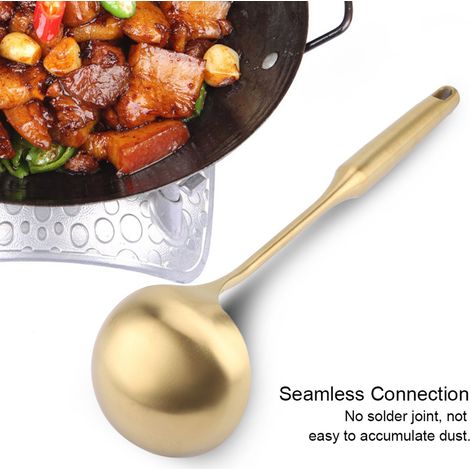 Louche en acier inoxydable, grande louche à soupe, spatule de cuisine, ustensile de cuisine doré n° 04 (1/5)