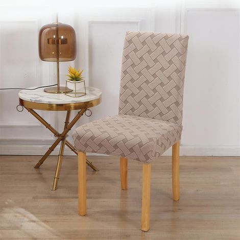 JSSEVN - Housses de Chaise Lot de 4, Housses de Chaise de Salle à Manger Amovibles et Extensibles, Housses en Jacquard pour Salle à Manger, Cuisine,Khaki,4pcs (1/5)