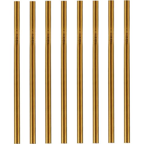 Paille En Acier Inoxydable - Lot De 8 Pailles Droites Et Courbées Arc-En-Ciel - Avec Brosse De Nettoyage - Pour Gourdes Et Boissons Fraîches (1/5)