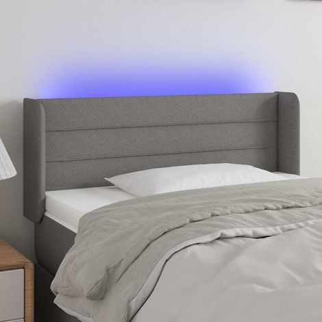 Tête de lit LED avec bande lumineuse, tissu gris foncé, réglable, 93 x 16 x 78/88 cm - PANGIVO (1/5)
