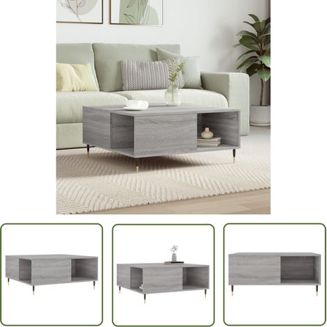 The Living Store Couchtisch Grau Sonoma 80x80x36,5 cm Holzwerkstoff - Couchtisch - Wohnzimmerstil - Grau - Holzwerkstoff - Metallgestell (1/5)