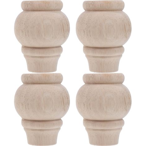 Pieds de Meubles en Bois 4 Pièces, Pieds de Remplacement Bois, Coloris Khaki, Installation Facile et Stabilité, pour Bricolage Maison et Décoration (1/5)