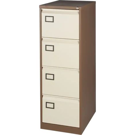 Bisley Filing Cabinet with 4 Lockable Drawers AOC4 - Brown & Cream (1/2)
