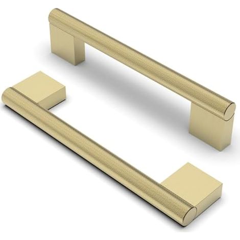 10 pièces Boutons d'armoire moletés Poignées Laiton brossé Espacement des Trous de 128 mm Poignées de Meubles Poignées de Placard Poignées de Cuisine Poignées de Tiroir de Meubles (1/4)