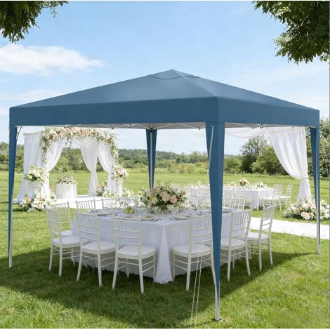 tonnelle pliante pavillon jardin réglable 3x3 m bleu HAVRYA (1/5)