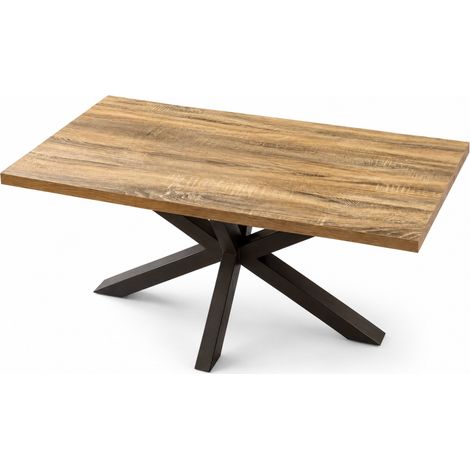 Mesa centro rectangular para salón acabado modelo Stacy acabado roble aserrado/negro, 40cm(alto) 100cm(ancho) 50cm(largo) (1/4)