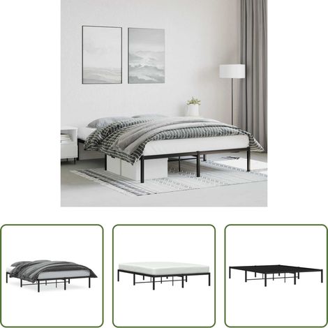 Metallbett - Bettgestell Metall Schwarz 160x200 cm (1/5)