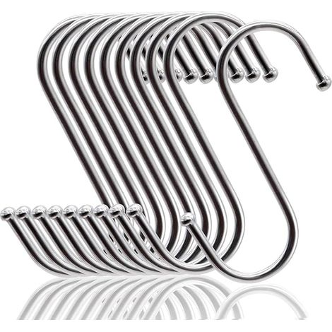 20 S-Haken, multifunktionale Metallhaken für Küche, Badezimmer, Schlafzimmer, Büro, Garten (Silber) (Groß) (1/3)