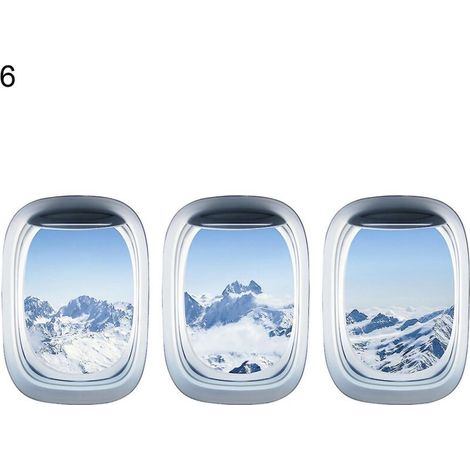 Set mit 3 selbstklebenden 3D-Wandaufklebern mit Flugzeugmotiven und Landschaftsansicht, für Zuhause - 6 (1/5)