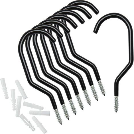 8er-Pack gummierte Fahrradhaken für Decke, Garage, Wand und Dach, Mehrzweck-Werkzeughaken (Schwarz) (1/4)