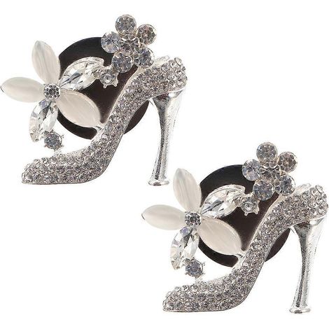 Lot de 2 désodorisants d'intérieur pour voiture, style talon haut bling, avec clip pour prise d'air.-4.3X4CM-Silver (1/3)