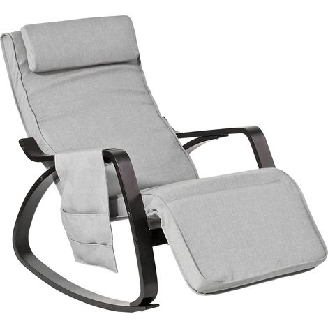 SoBuy Relax Rocking Chair Lounge Chair with Adjustable Footrest and Removable Side Bag FST20-HG