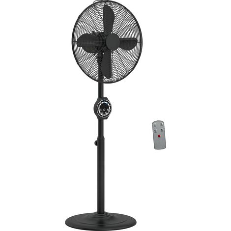 HOMCOM Metal Pedestal Fan with Oscillating, Adjustable Height, Timer