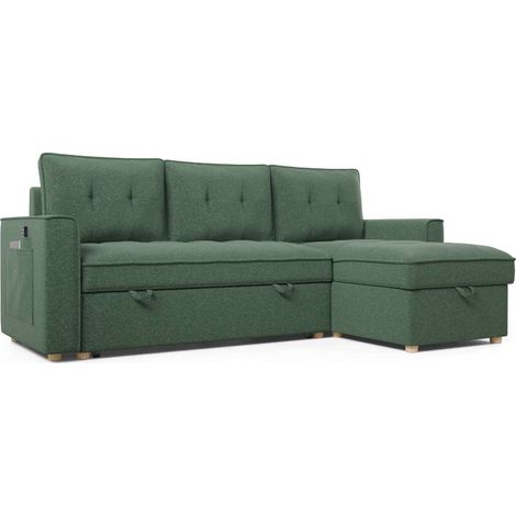 Nalui Sofá Cama Verde Haven Chaise Longue 3 plazas (213x129x81cm)
