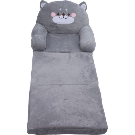 Canapé pour enfants, Style chien gris, pliable, poignée large, doux et respirant, chaise pour tout-petits, lecture, sommeil relaxant, 3 couches (1/5)