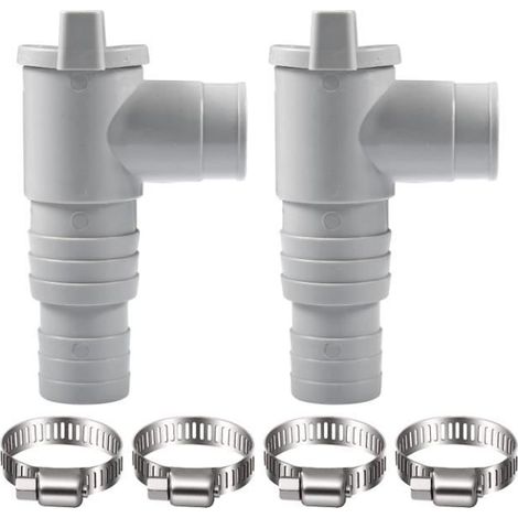 2 Stücke Pool-Adapter, 32 mm Schlauchanschluss mit Absperrhahn
