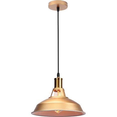 Vintage Lámpara Colgante E27 Metal Lámpara de Suspensión Altura Ajustable para Pasillo Sala de Estar Restaurante Ø27cm Dorado