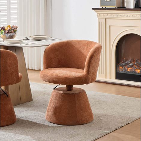 Taburete de bar de chenilla naranja giratorio 360° y regulable en altura con respaldo ergonómico (1/5)