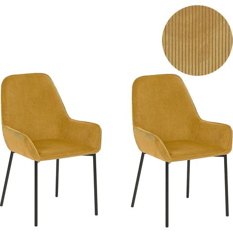 Esszimmerstuhl 2er Set LOVERNA Cord Senfgelb