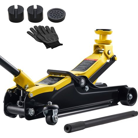 Cric hydraulique profil bas 2,5 t, vérin roulant acier avec pompe rapide à piston unique, selle surélevée, levée 85-350 mm, pour voitures sport et SUV. (1/5)