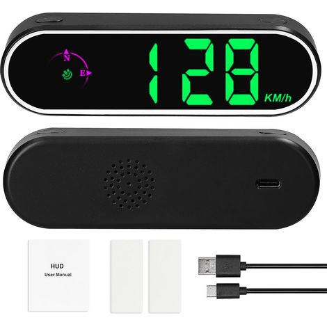 Affichage tête haute avec GPS, compteur de vitesse numérique, écran LED couleur, horloge et boussole